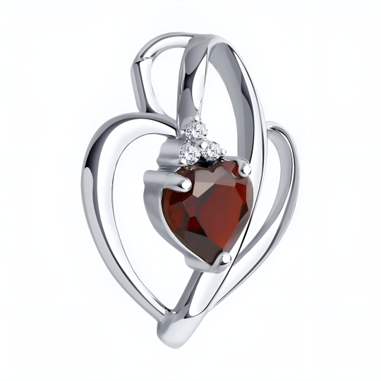 Подвеска из серебра с фианитами "Знак зодиака Овен"