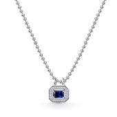 Колье из серебра с сапфиром и фианитами