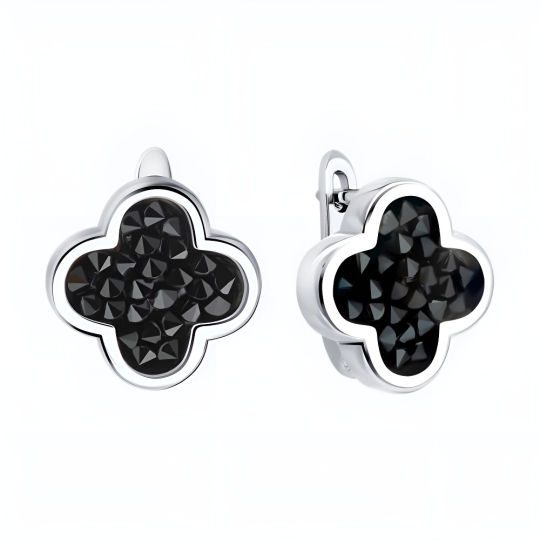 Серьги из серебра с празиолитами