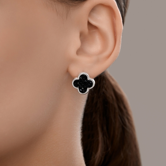 Серьги из серебра с празиолитами