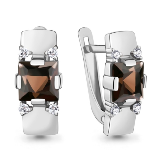 Серьги из серебра с фианитами