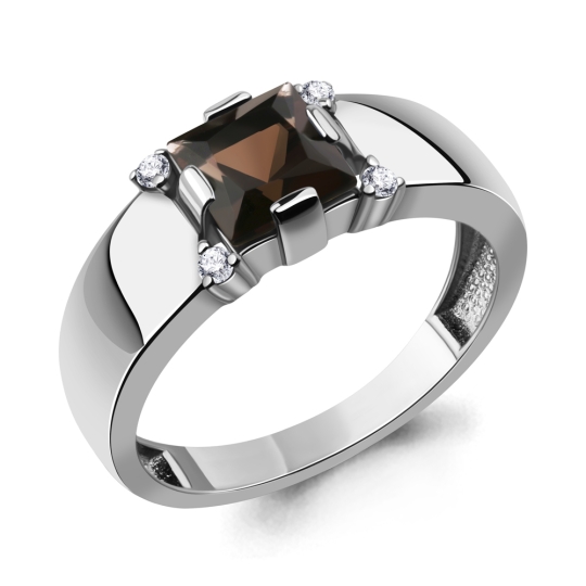 Серьги из серебра с кварцами и фианитами