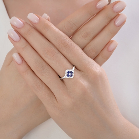 Подвеска из серебра с сапфирами и фианитами