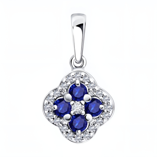 Подвеска из серебра с фианитами "К"