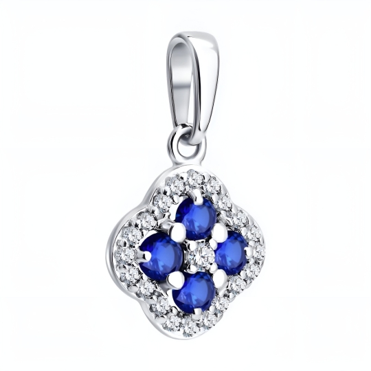 Подвеска из серебра с фианитами "К"