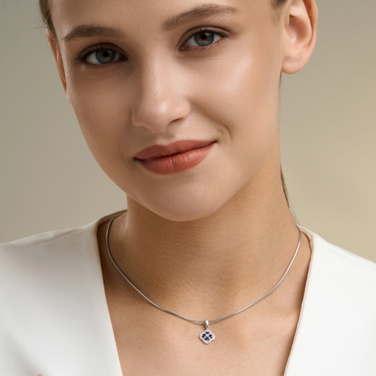 Подвеска из серебра с фианитами "К"