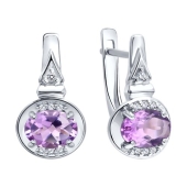 Серьги из серебра с аметистами и фианитами