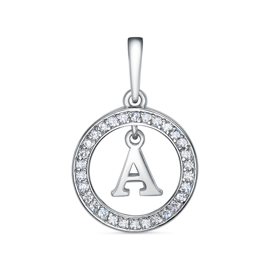Подвеска из серебра с фианитами "Л"