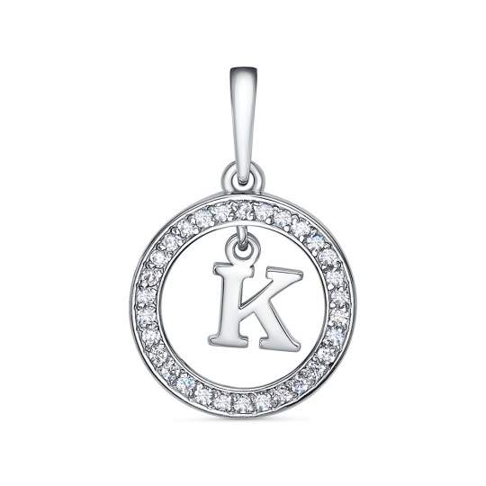 Подвеска из серебра с фианитами "Л"