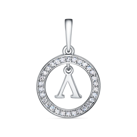 Подвеска из серебра с фианитами "Рыбы"