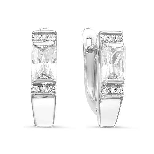 Серьги из серебра с фианитами 