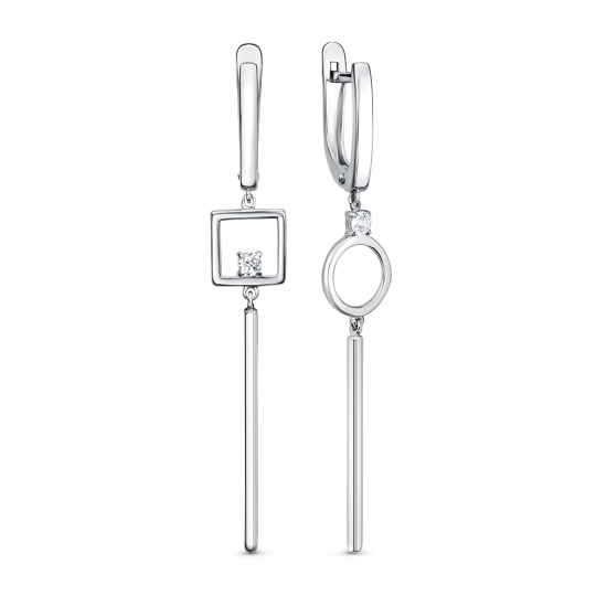 Серьги из серебра с эмалью и фианитами