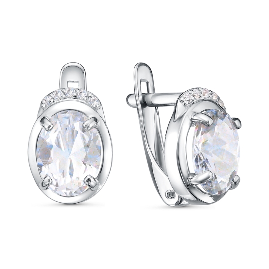Серьги из серебра с фианитами