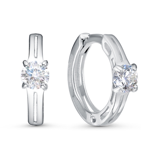 Серьги из серебра с кварцами и фианитами