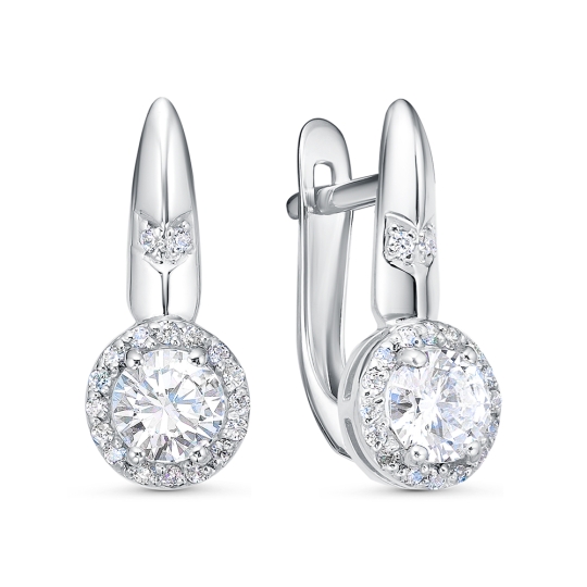 Серьги из серебра с фианитами