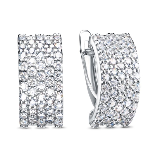 Серьги из серебра с фианитами