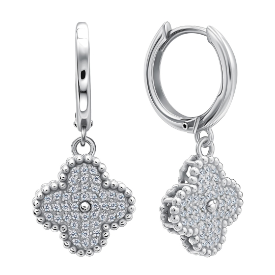 Серьги из серебра с фианитами