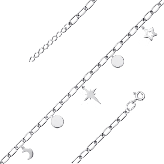 Браслет из серебра с позолотой плетения "Перлина" с шариками