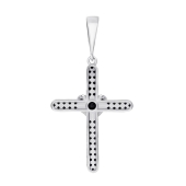 Подвеска из серебра с черной шпинелью и фианитами