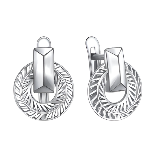 Одиночная серьга из серебра с фианитом