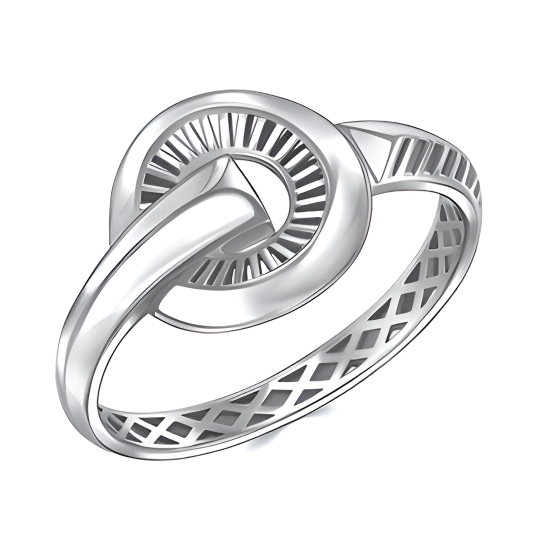 Кольцо из серебра с черными фианитами