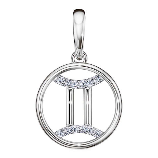Подвеска из серебра с фианитами "Знак зодиака Весы"