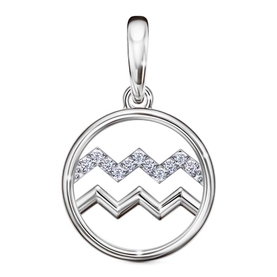 Подвеска из серебра с фианитами "Знак зодиака Весы"