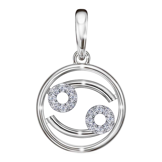 Подвеска из серебра с фианитами "Знак зодиака Весы"