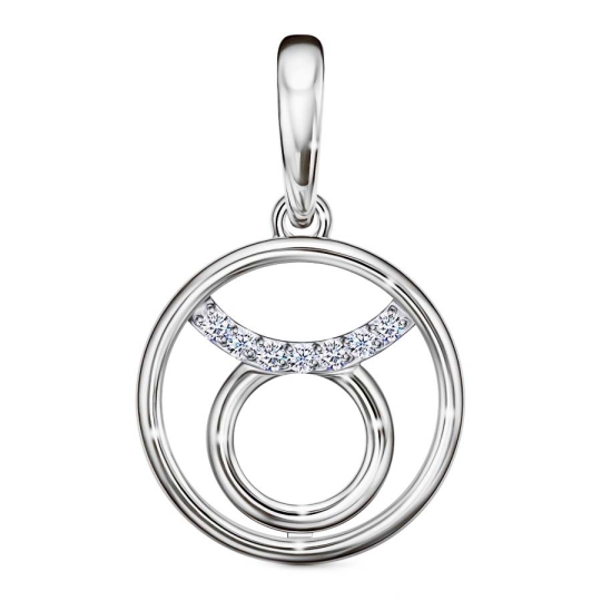 Подвеска из серебра с фианитами "Знак зодиака Весы"