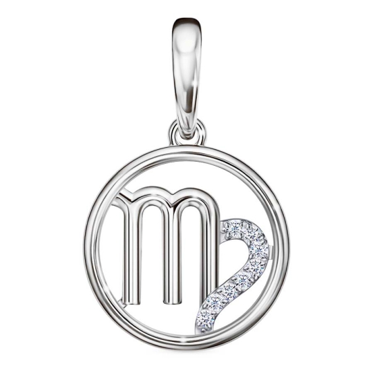 Подвеска из серебра с фианитами "Знак зодиака Весы"