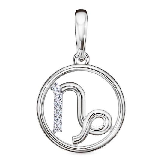Подвеска из серебра с фианитами "Знак зодиака Весы"