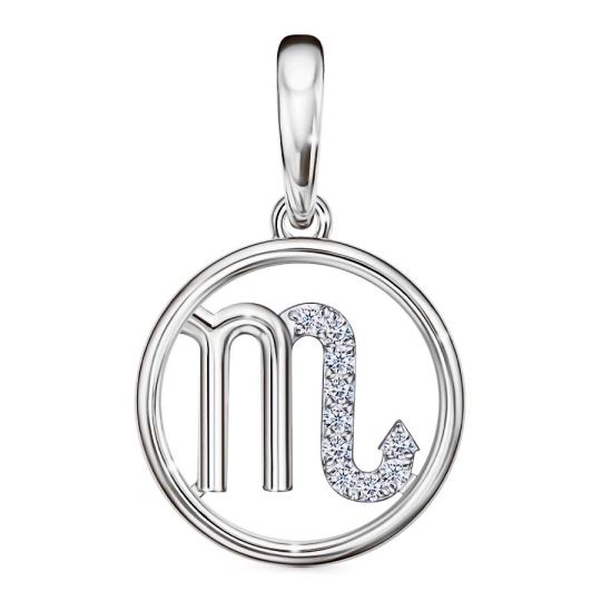 Подвеска из серебра с фианитами "Знак зодиака Весы"