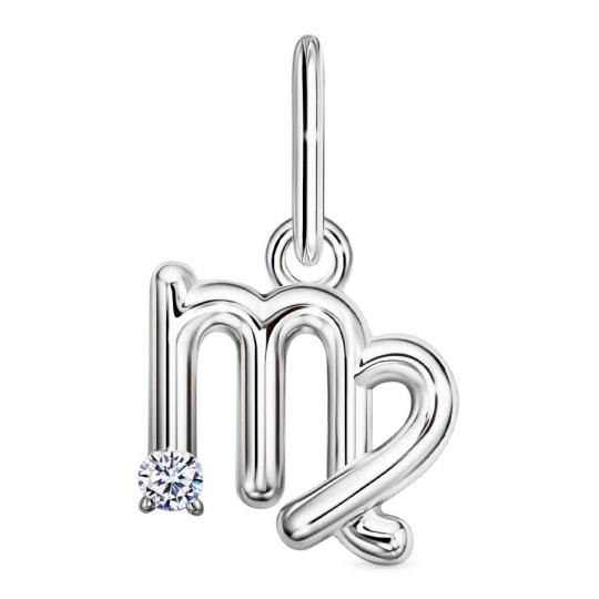 Подвеска-буква из серебра с фианитами "С"