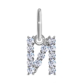 Подвеска-буква из серебра с фианитами 