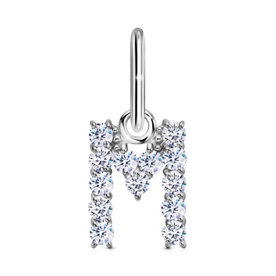 Подвеска-буква из серебра с фианитами "У"