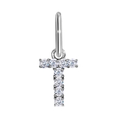 Подвеска-буква из серебра с фианитами 