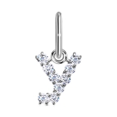 Подвеска-буква из серебра с фианитами 