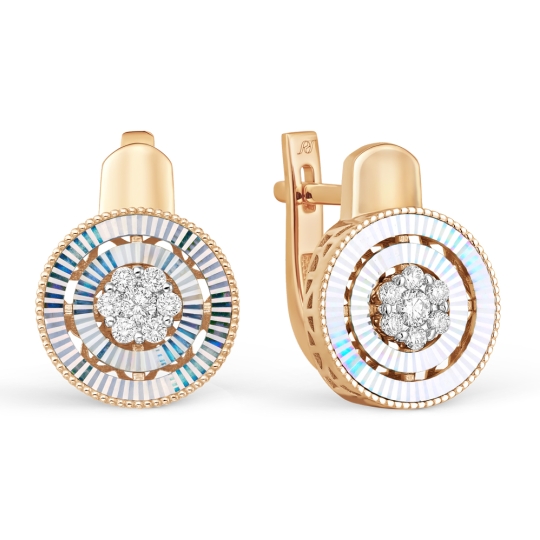 Серьги из золота с раухтопазами и фианитами 