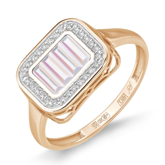 Кольцо из керамики со вставкой из золота и бриллиантами 