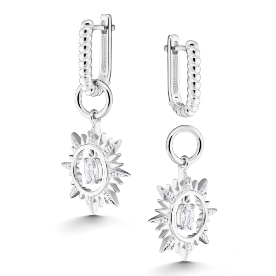 Серьги из серебра с топазами London и фианитами