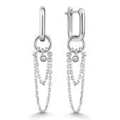 Серьги-трансформеры из серебра с фианитами