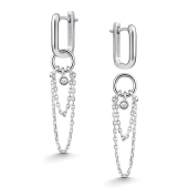 Серьги-трансформеры из серебра с фианитами