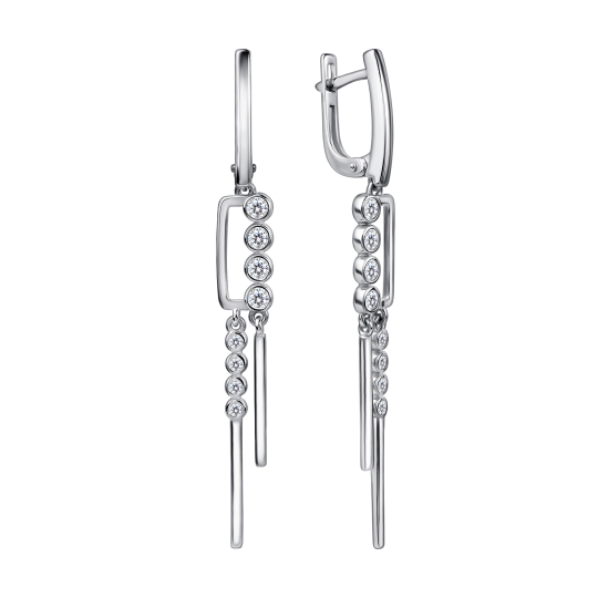 Серьги из серебра с фианитами и эмалью