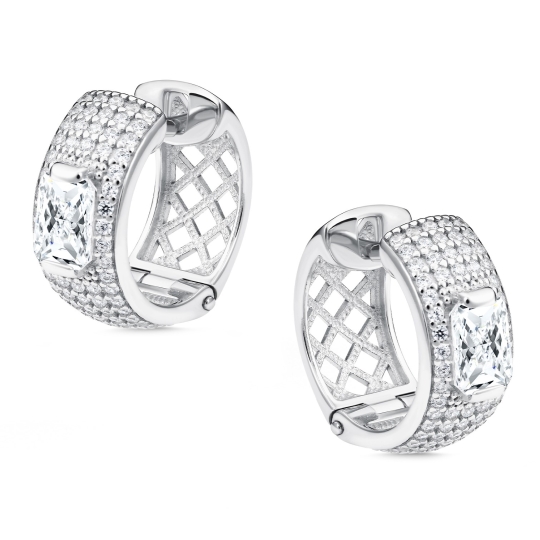 Серьги из серебра с гранатами и фианитами