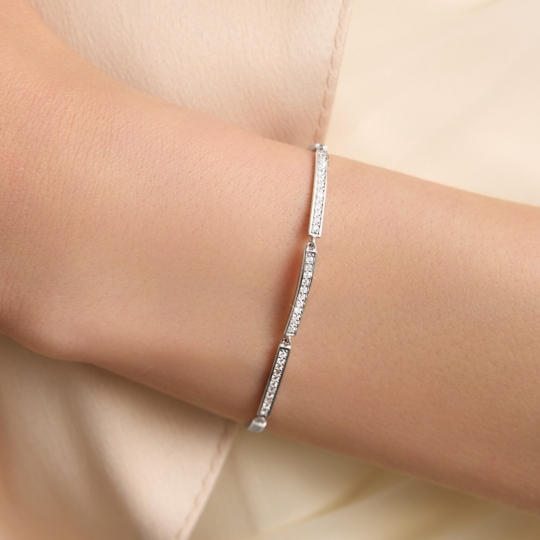 Браслет из серебра с цитринами и фианитами