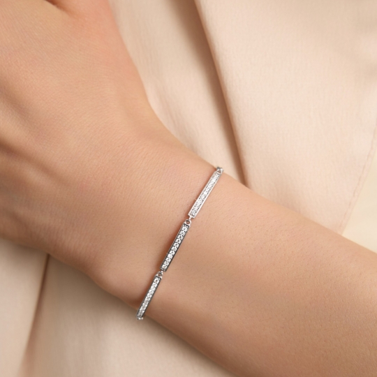 Браслет из серебра с цитринами и фианитами