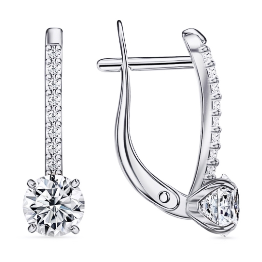 Серьги из серебра с фианитами
