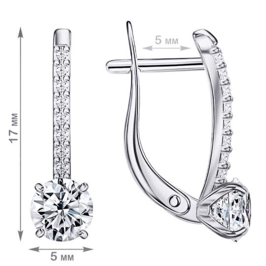 Серьги из серебра с фианитами