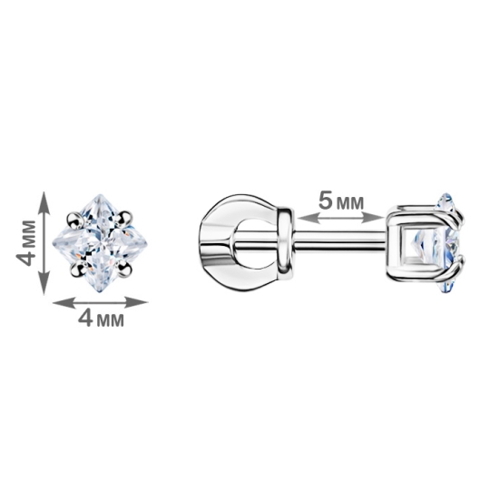 Серьги из серебра с бриллианитами и фианитами