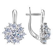 Серьги из серебра с фианитами